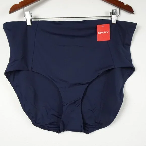 Spanx High Rise Shaping Swim Bottom Brief Women's Plus Size 3X Navy Blue 50125R - Picture 1 of 6